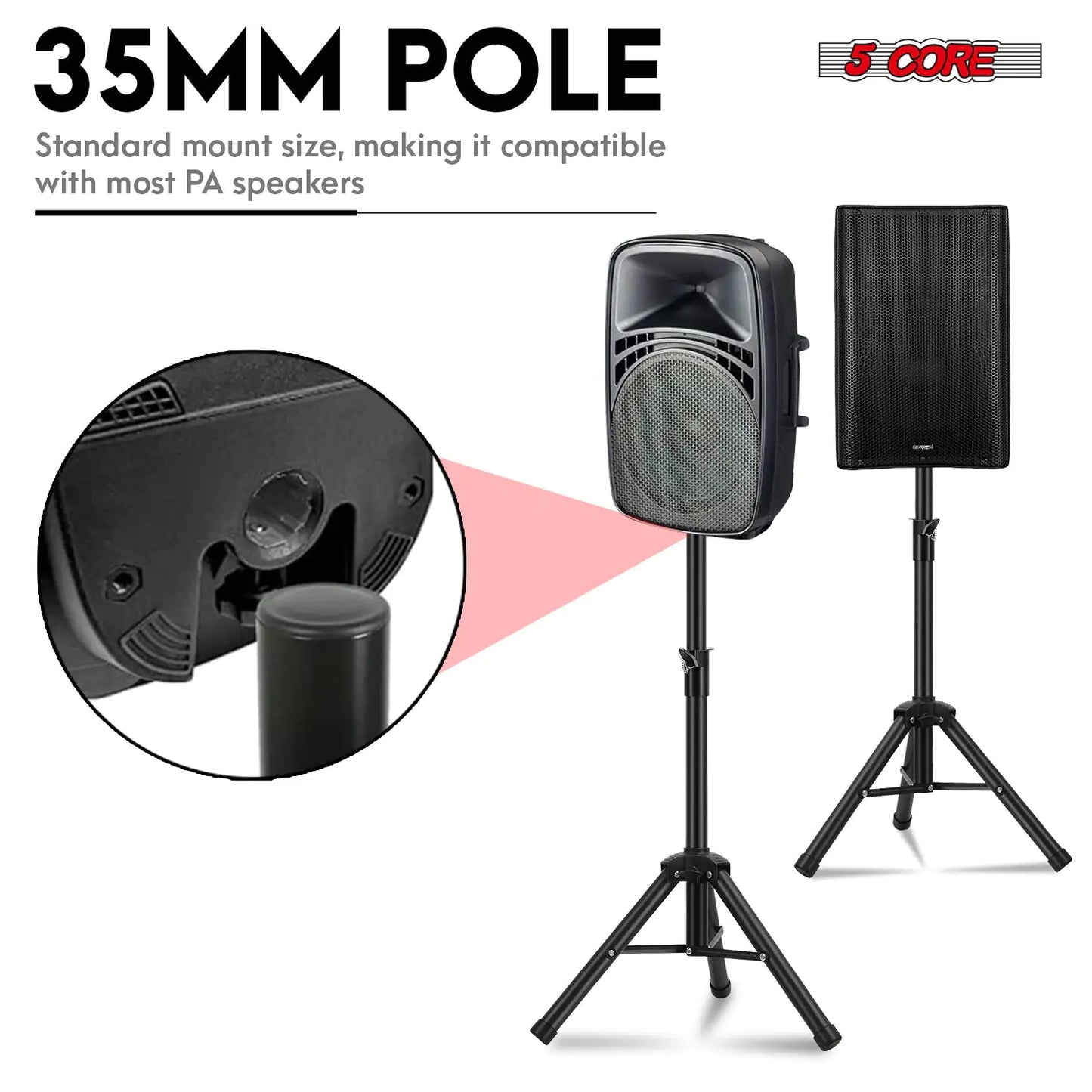Soporte Trípode Alto Ajustable 5Core para Altavoz 36 Pulgadas, Montaje en Poste para DJ y Monitores de Estudio