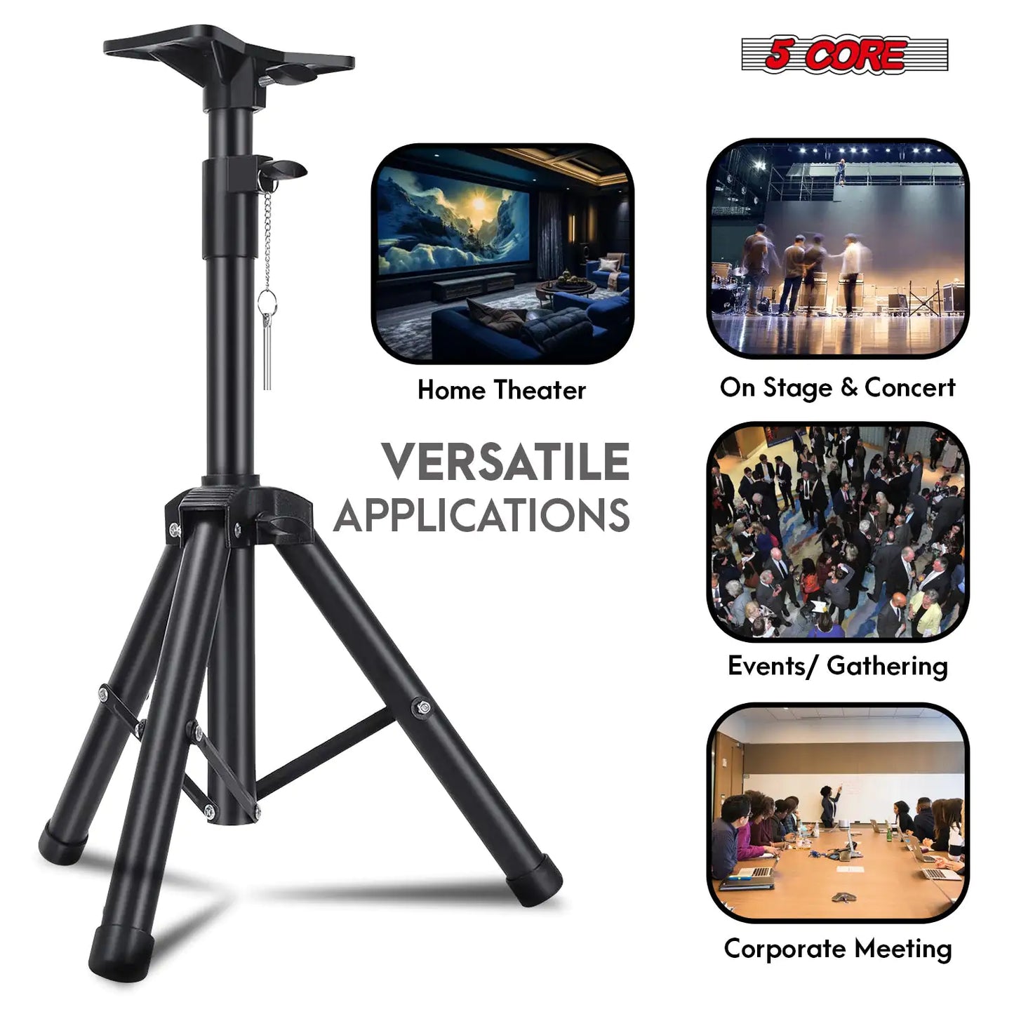 Soporte Trípode Alto Ajustable 5Core para Altavoz 36 Pulgadas, Montaje en Poste para DJ y Monitores de Estudio